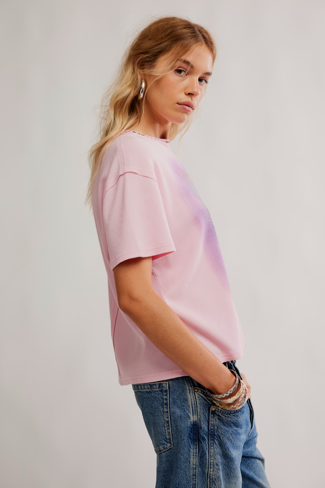 Merry Meowy Tee in Pink Combo