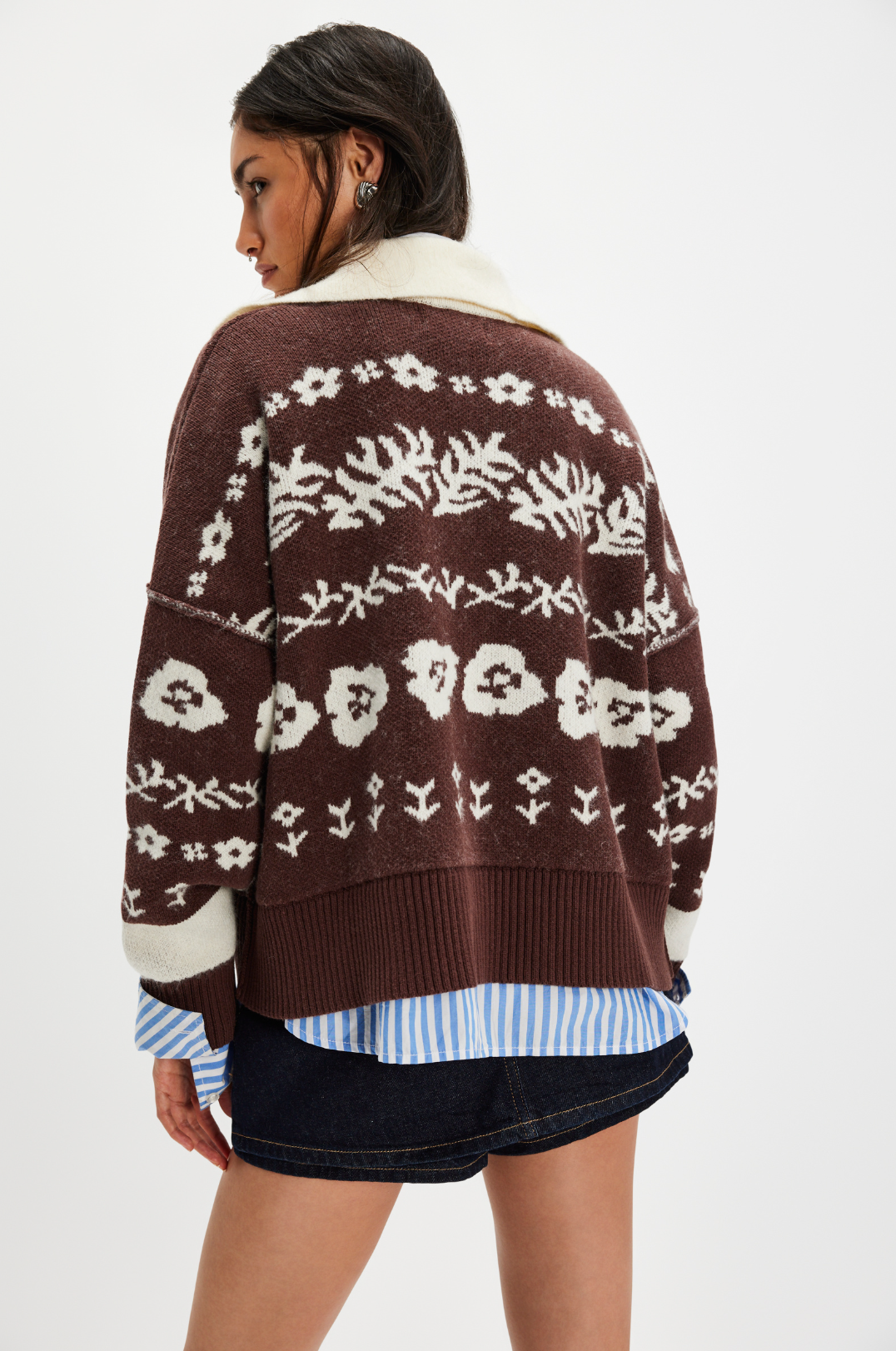 Shelby Cardigan in Chocolate Combo