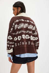 Shelby Cardigan in Chocolate Combo