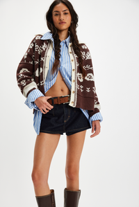 Shelby Cardigan in Chocolate Combo
