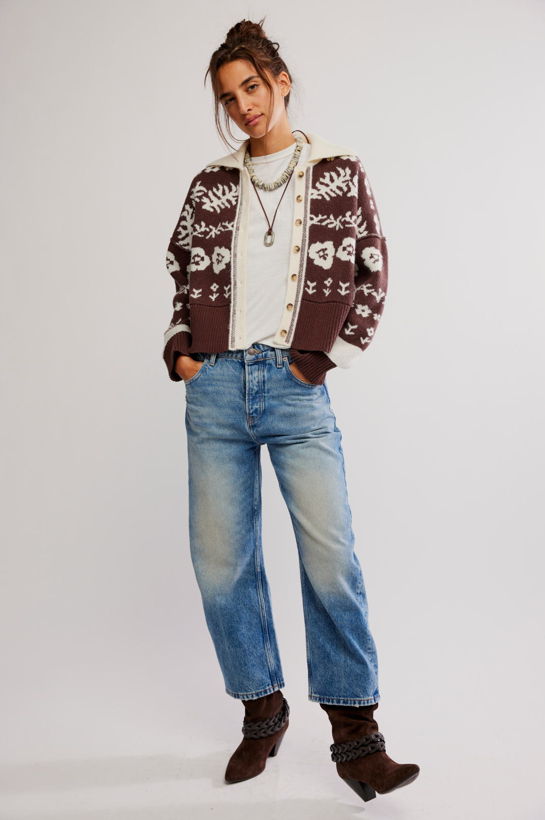 Shelby Cardigan in Chocolate Combo