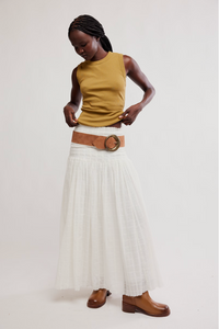 Raven Solid Convertible Maxi Skirt in Ivory