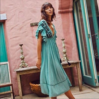 Bali Will Wait For You Embroidered Midi Dress Size XS