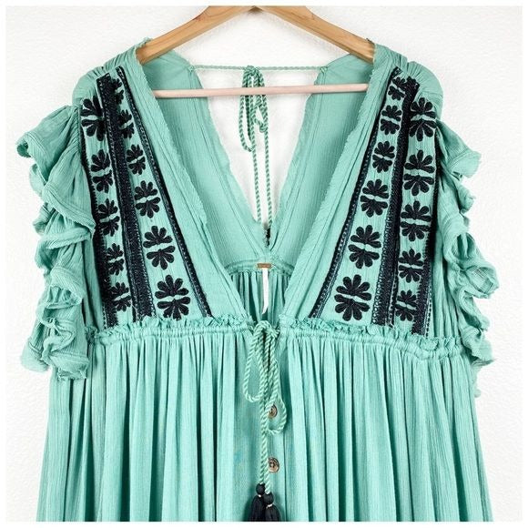 Bali Will Wait For You Embroidered Midi Dress Size XS