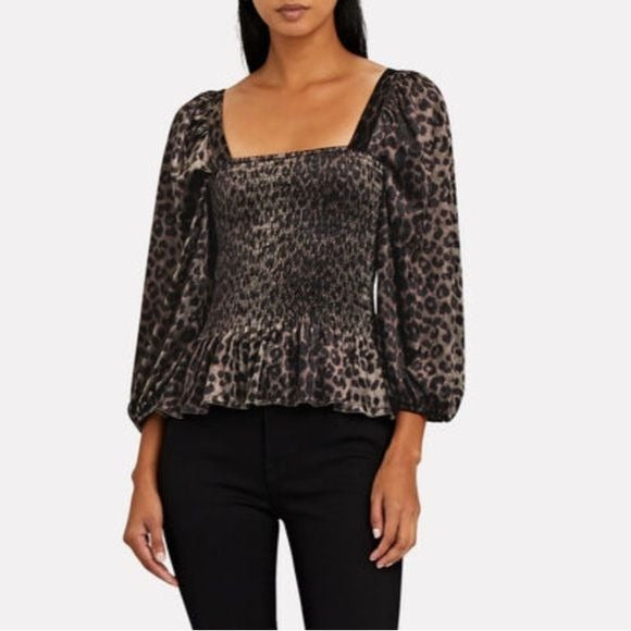 Adelina Blouse in Velvet Leopard Size XS