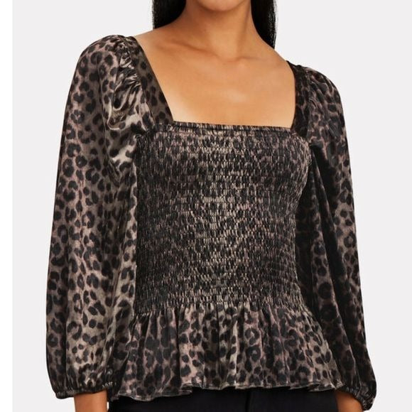 Adelina Blouse in Velvet Leopard Size XS