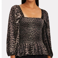 Adelina Blouse in Velvet Leopard Size XS