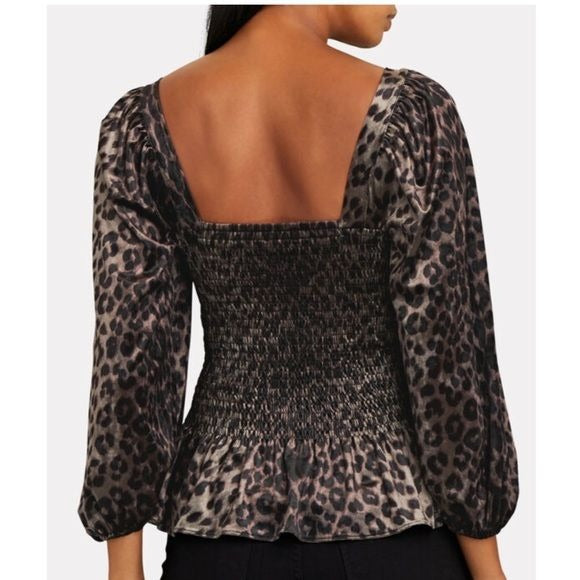 Adelina Blouse in Velvet Leopard Size XS