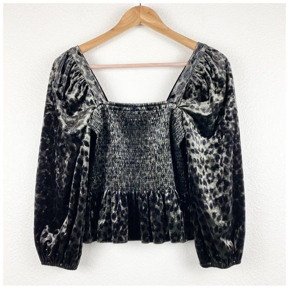 Adelina Blouse in Velvet Leopard Size XS