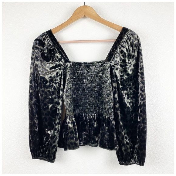 Adelina Blouse in Velvet Leopard Size XS