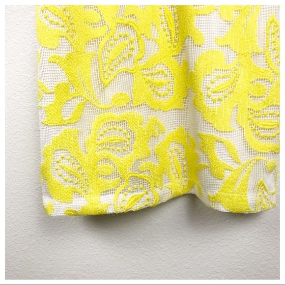Maeve Strappy Lace Mini Dress in Yellow Size 10