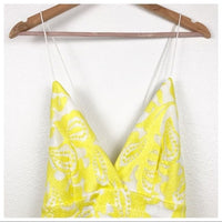 Maeve Strappy Lace Mini Dress in Yellow Size 10