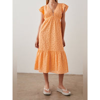 Tina Marigold Eyelet Midi Dress - Medium