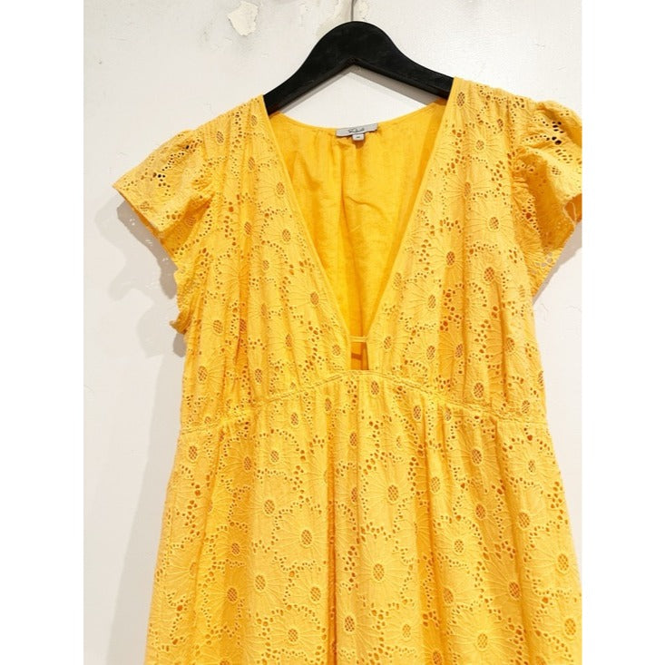 Tina Marigold Eyelet Midi Dress - Medium