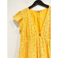 Tina Marigold Eyelet Midi Dress - Medium
