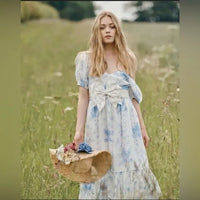 Angie Blue Floral Midi Dress - 10