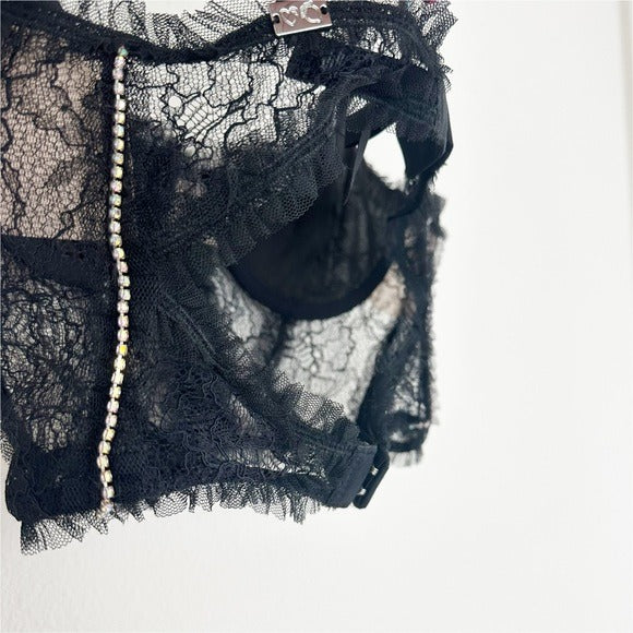 Black Stardust Lace Bustier Size XS