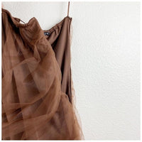 NWT Brown Tulle One Shoulder Dress Size Small