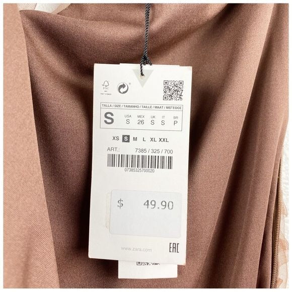 NWT Brown Tulle One Shoulder Dress Size Small