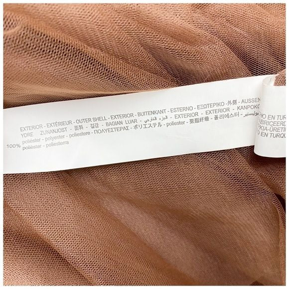 NWT Brown Tulle One Shoulder Dress Size Small