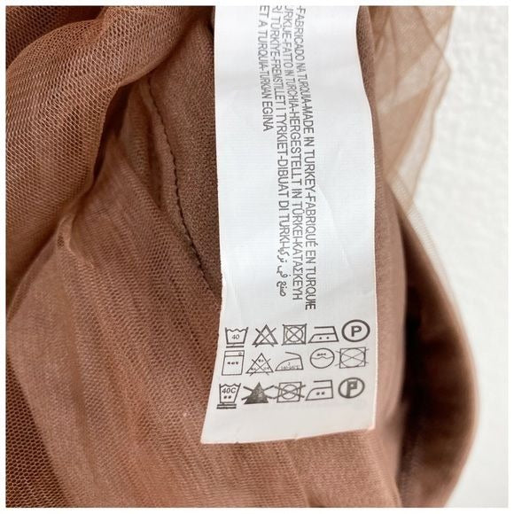 NWT Brown Tulle One Shoulder Dress Size Small