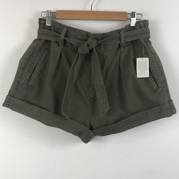 NWT La Paz Army Green Belted Paperbag Shorts Size XL