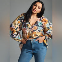Maeve Moxy Collective Floral Linen Blouse