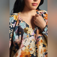 Maeve Moxy Collective Floral Linen Blouse