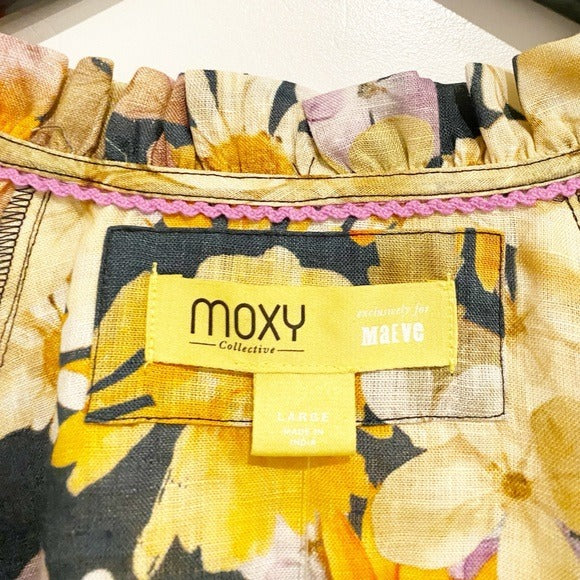 Maeve Moxy Collective Floral Linen Blouse