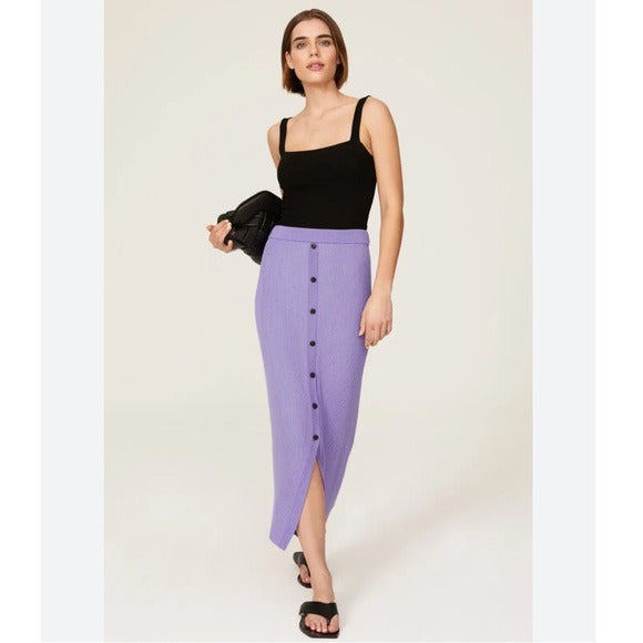 Merino Wool Silk Skirt in Purple Size XL