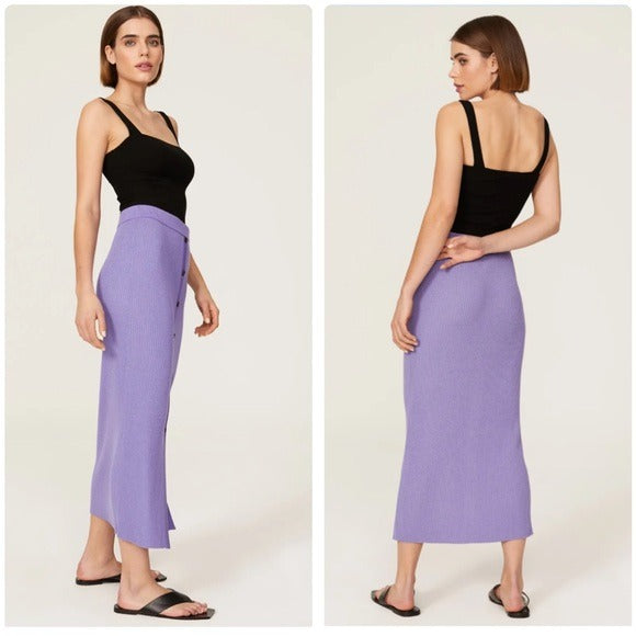 Merino Wool Silk Skirt in Purple Size XL