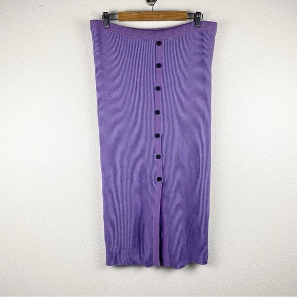 Merino Wool Silk Skirt in Purple Size XL