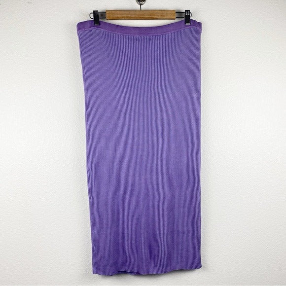 Merino Wool Silk Skirt in Purple Size XL