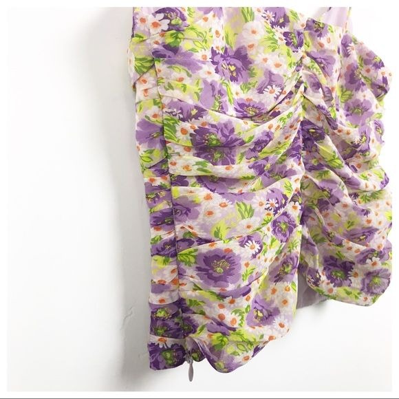 Floral Ruched Spaghetti Strap Tank Top Size Small