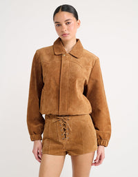 Preston Bomber in Saddle Suede