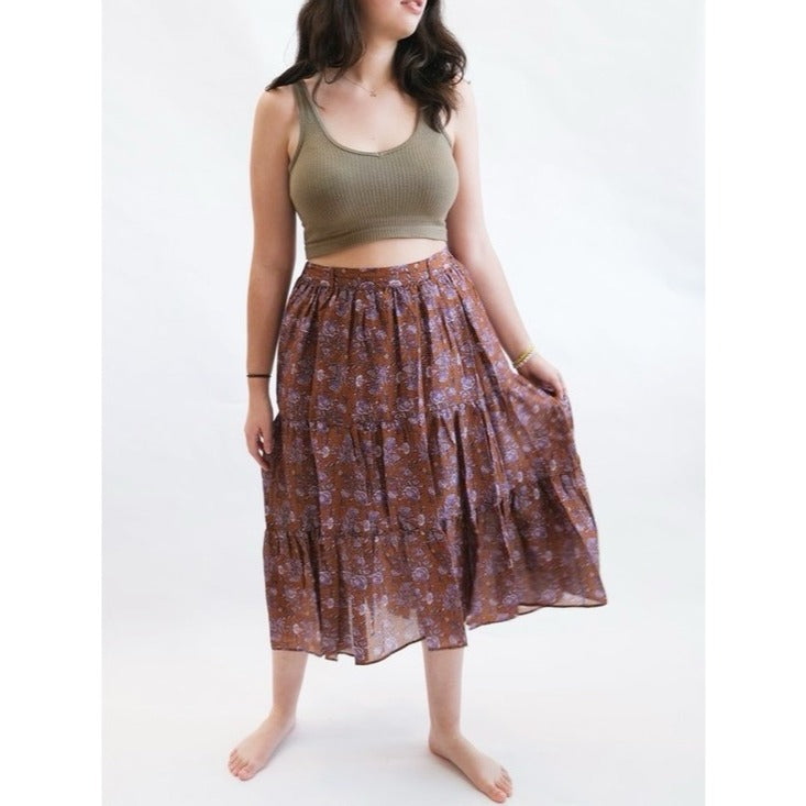 Iris Maxi Skirt in Golden Clover - Small