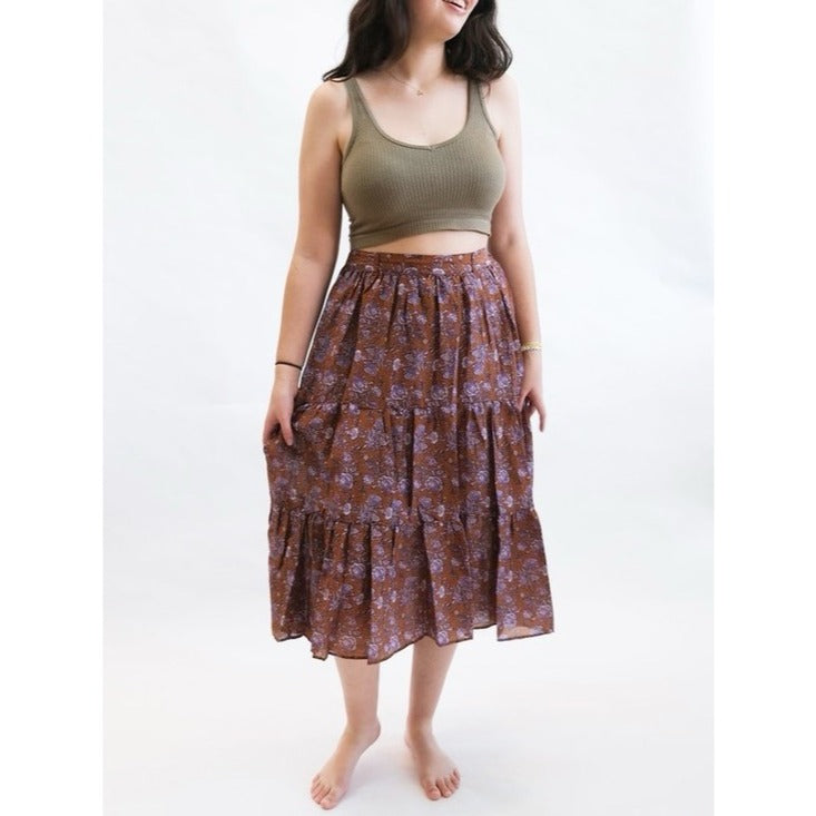 Iris Maxi Skirt in Golden Clover - Small