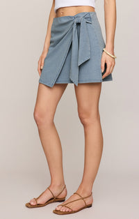 Sora Jersey Denim Mini Skirt in Ocean Air Indigo