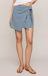 Sora Jersey Denim Mini Skirt in Ocean Air Indigo