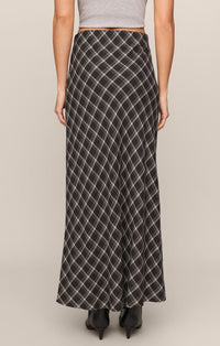 Europa Plaid Maxi Skirt in Ash Black