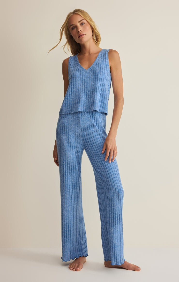 Dawn Smocked Rib Pant in Tropical Tide