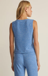 Sloane V-Neck Rib Tank  in Tropical Tide