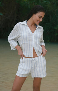 Daylight Striped Airy Short in Ocean Breeze