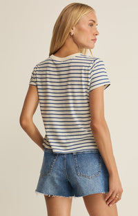 Junie Striped Tee in True Navy