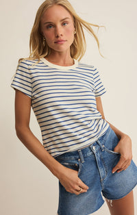 Junie Striped Tee in True Navy
