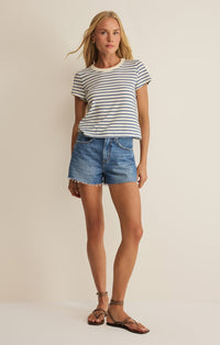 Junie Striped Tee in True Navy