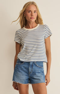 Junie Striped Tee in True Navy
