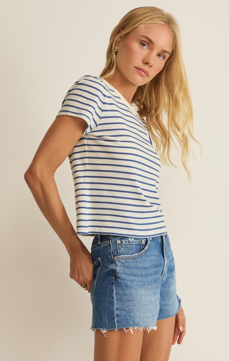 Junie Striped Tee in True Navy