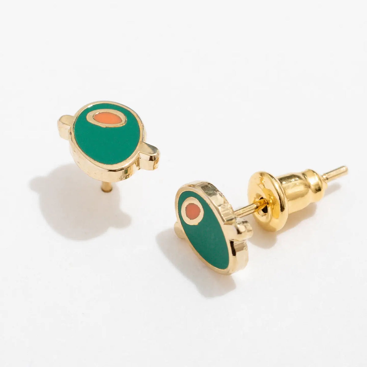 Olive Enamel Stud Earrings