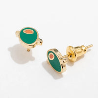 Olive Enamel Stud Earrings